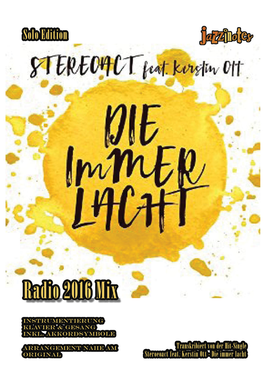 Stereoact feat. Kerstin Ott: Die immer lacht (Radio Edit 2016) - Musiknoten Download