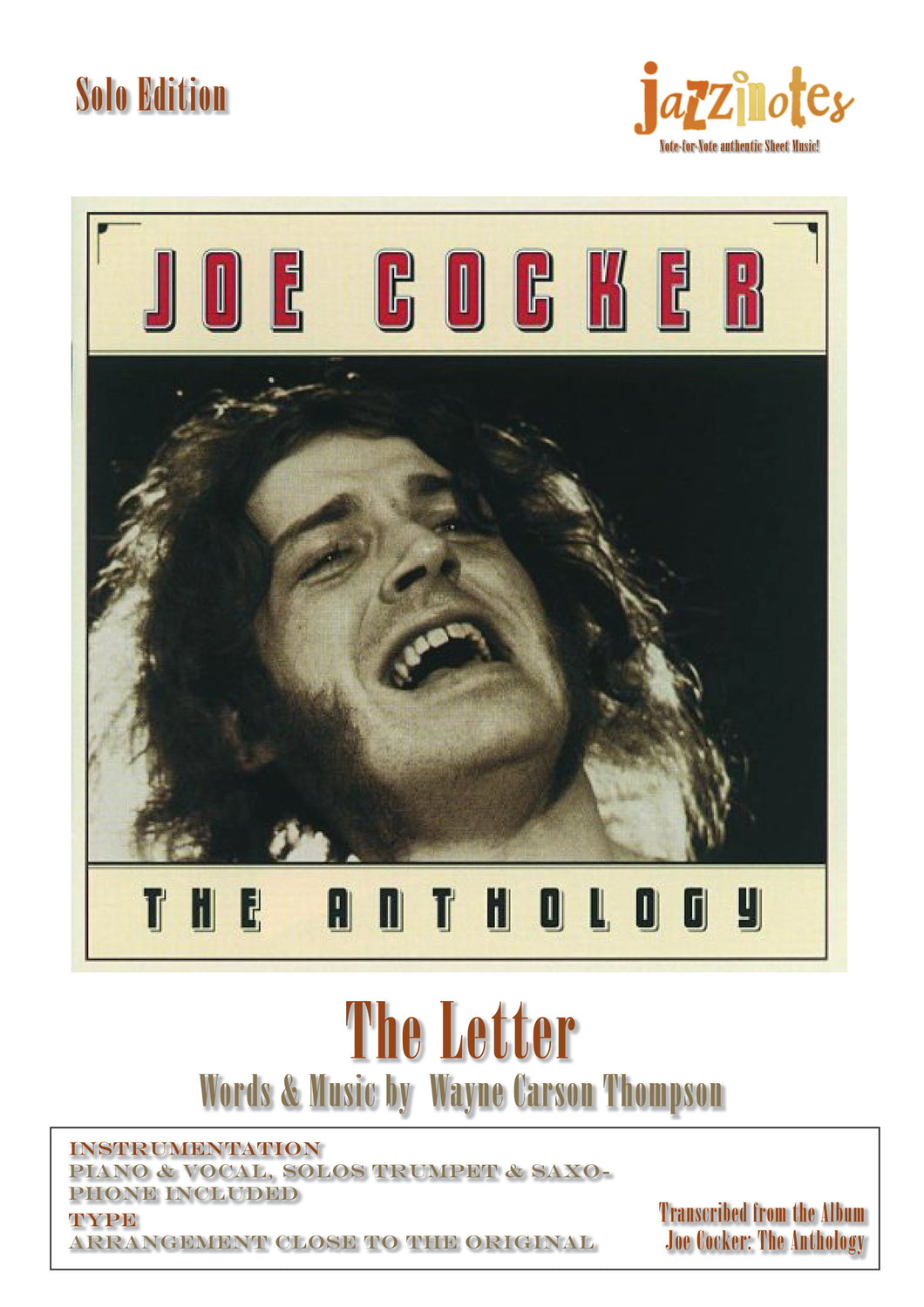Cocker, Joe: The Letter (Live) - Sheet Music Download